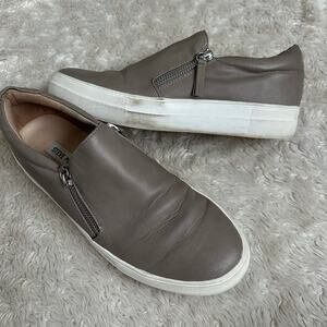 Steve Madden Womens 10 Slip On Mushroom Brown Faux Leather Sneakers Zipper
